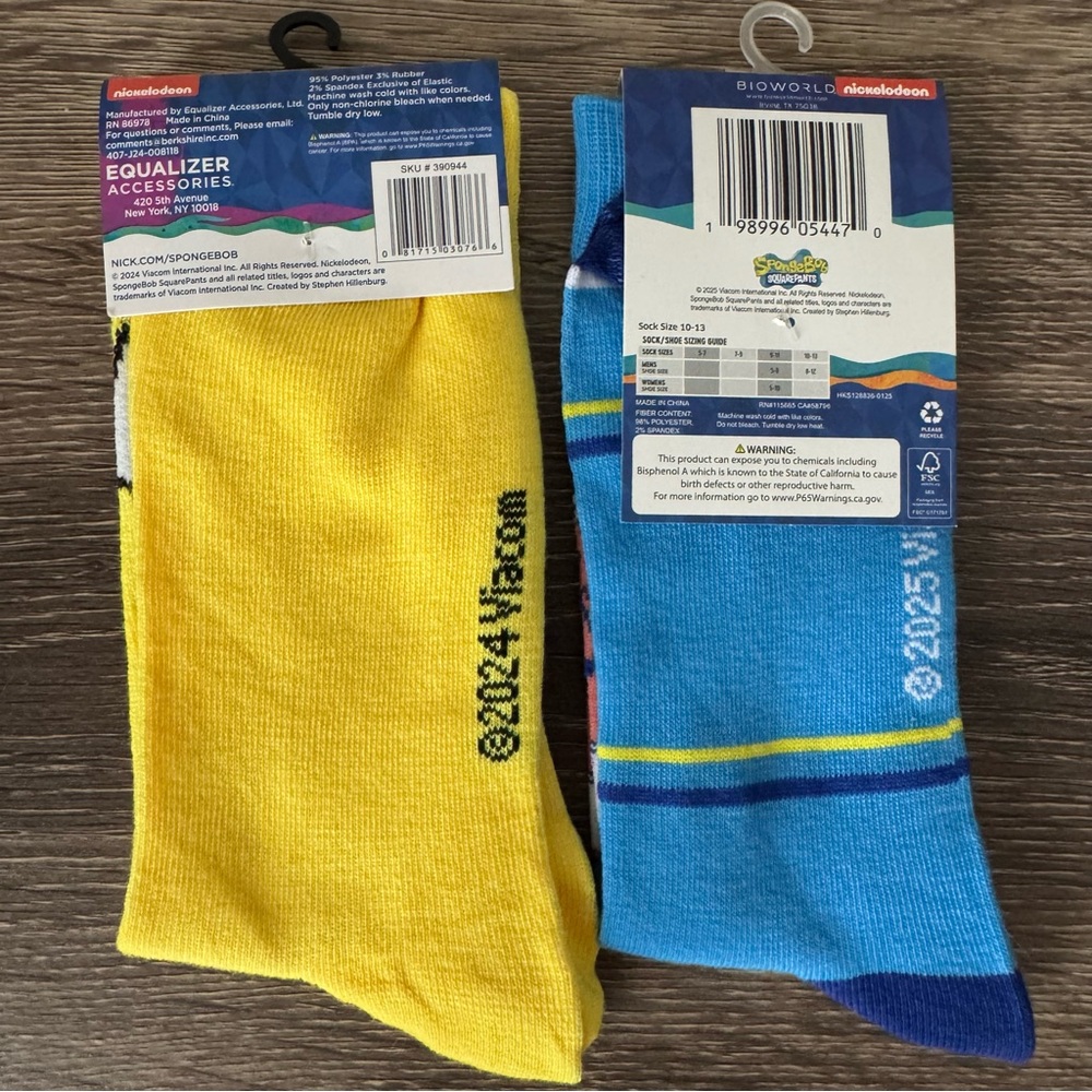 SpongeBob SquarePants Men’s Sock Set 2 NEW Nickelodeon Stocking Stuffer Gift - Picture 2 of 5